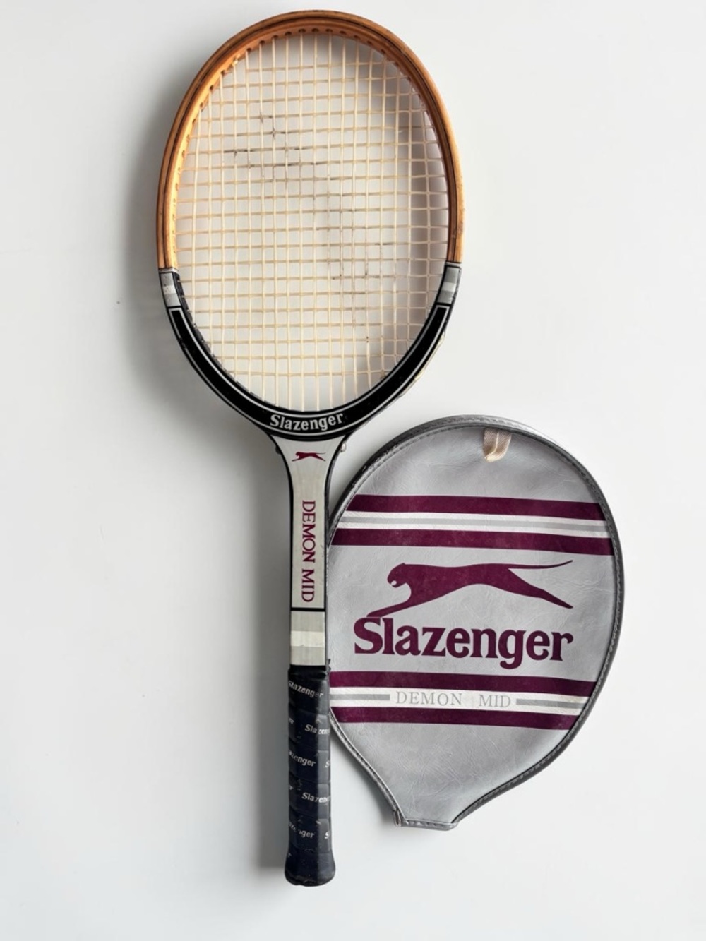 Vintage Slazenger Demon Mid Tennis Racket with Cover Retro